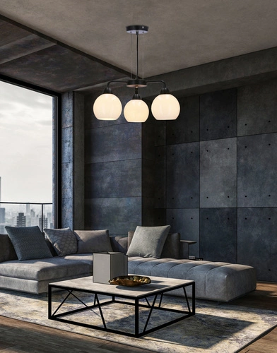 Závěsné svítidlo Caldera černé s bílým stínidlem 3 bodové do obýváku nebo nad jídelní stůl