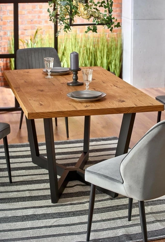 Rozkládací jídelní stůl Silva moderní loft světlý dub černé nohy 160–250 cm Intesi