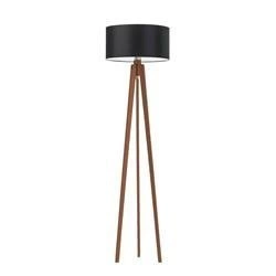 Stojací lampa do obýváku Miami černý stínidlo glamour trojnožka dřevěná mahagonová na míru