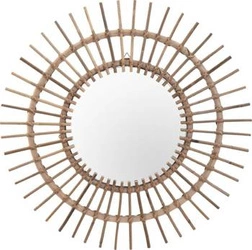 Kulaté závěsné zrcadlo boho Intesi Altea z přírodního ratanu 90 cm do předsíně