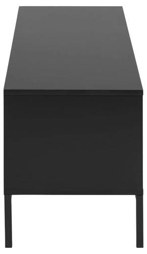 Černá TV skříňka Seaford 140 cm moderní s zásuvkou a policí do obývacího pokoje Actona