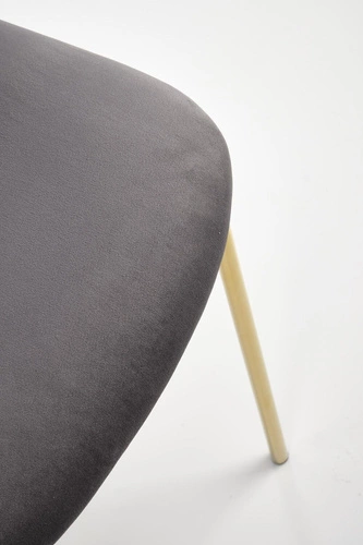 Čalouněná sametová židle Rachel šedá do jídelny a obýváku moderní na zlatých nohách