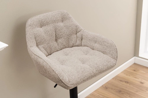 Čalouněný barový stolička Brooke béžová s opěrkou, otočná a výškově nastavitelná do kuchyně a k ostrůvku Actona