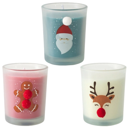 Vánoční vonná svíčka zelená se Santou ve skle Intesi dekorativní