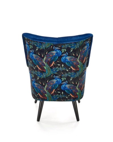 Relaxační křeslo Gredos samet modrý do obýváku moderní s područkami Intesi