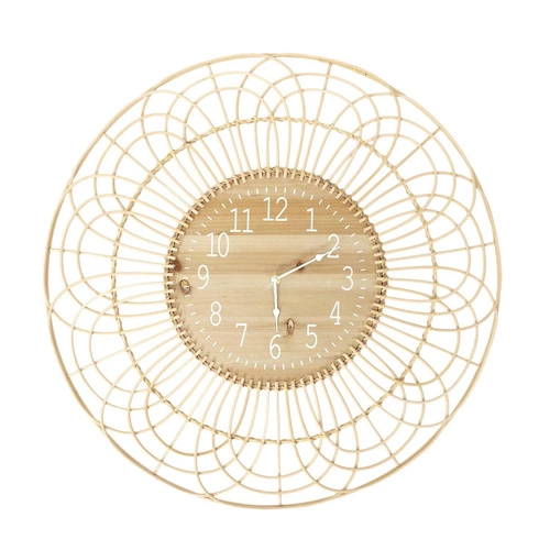 Dřevěné nástěnné hodiny boho Boho Mauu Intesi 70 cm moderní hodiny do obýváku