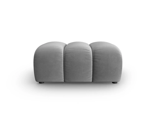 Šedý velurový čtvercový taburet Lupine do obýváku a ložnice voděodolný glamour 87x90 cm