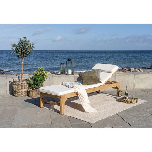 Zahradní teakové lehátko Andorra Intesi s kolečky přírodní dřevo na terasu i zahradu 200 cm