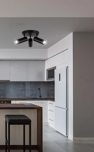 Stropní svítidlo Colly černé 3bodové loftové do obýváku a kuchyně s otočnými stínidly