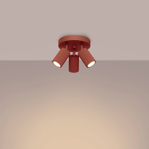 Stropní svítidlo KARBON 3P červené minimalistické do obýváku a ložnice s nastavitelným stínidlem