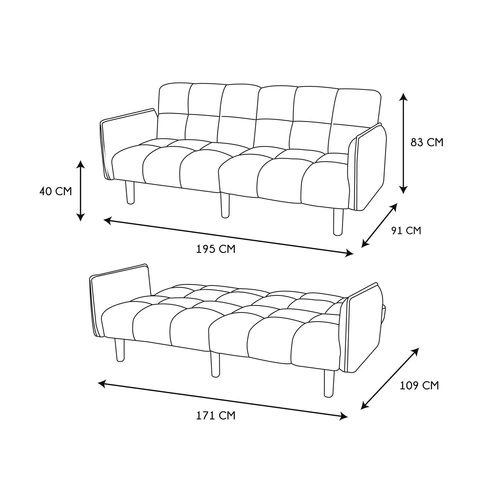 Rozkládací pohovka s funkcí spaní Sara šedá skandinávská do obýváku a studentského pokoje Intesi