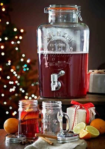 Skleněný nápojový sud 5l KILNER s kohoutkem, provensálský dávkovač na limonádu