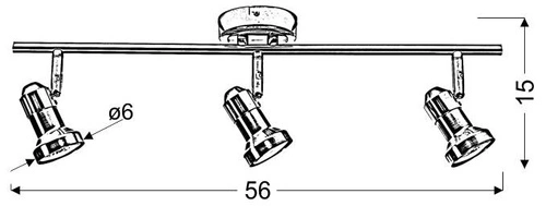 Stropní svítidlo Arkon moderní nastavitelná kovová chromová 3bodová do obýváku a kuchyně