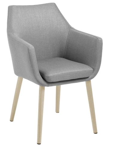 Čalouněná jídelní židle Nora Actona šedá s područkami na dubových nohách