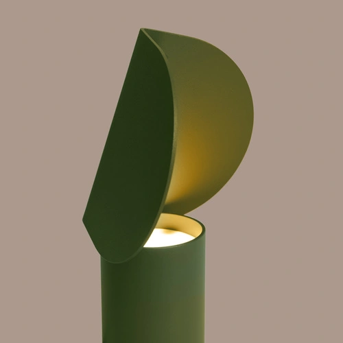 LED stolní lampa BISCUIT olivová moderní na psací stůl 15 cm