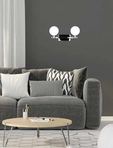 Nástěnné svítidlo Maldus moderní chrom bílé sklo dvojité do obýváku a ložnice CANDELLUX