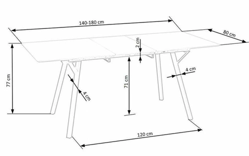 Rozkládací jídelní stůl Gorbal moderní šedý s černými nohami 140–180 cm