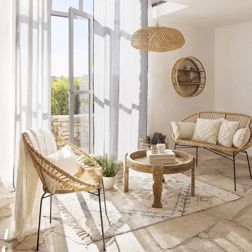 Bambusové stropní svítidlo Beddy Atmosphera boho nad jídelní stůl a do obýváku 51 cm