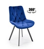 Otočná židle Veroniq modrá čalouněná sametem do jídelny kuchyně obýváku moderní