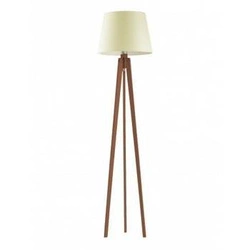 Stojací dřevěná lampa Curacao Lysne moderní s ecru stínidlem do obýváku 158 cm