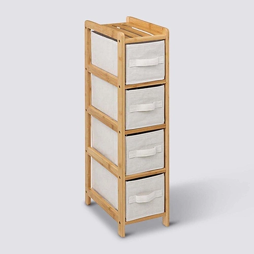 Úzká bambusová komoda se 4 zásuvkami Tidy ve skandinávském stylu do předsíně 5five