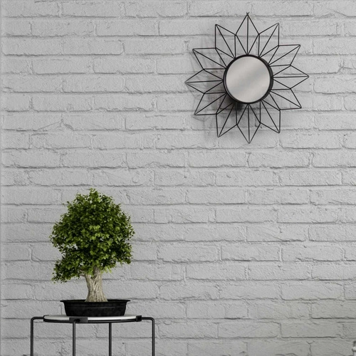 Kulaté nástěnné zrcadlo Intesi Volant černé industriální do předsíně 50 cm