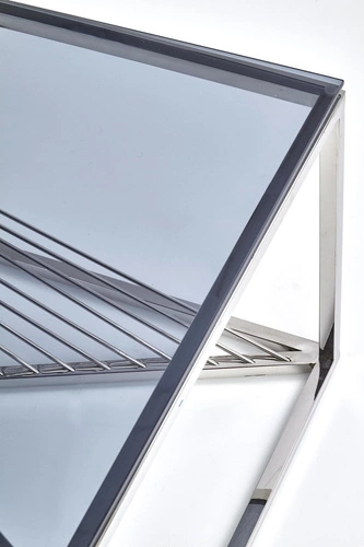 Konferenční stolek Infinity Intesi obdélníkový skleněný moderní do obýváku chrom kouřový 120x60