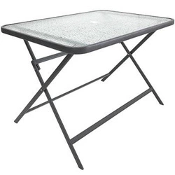 Zahradní skleněný stůl Formentera moderní skládací šedý 110x75 cm na terasu Intesi