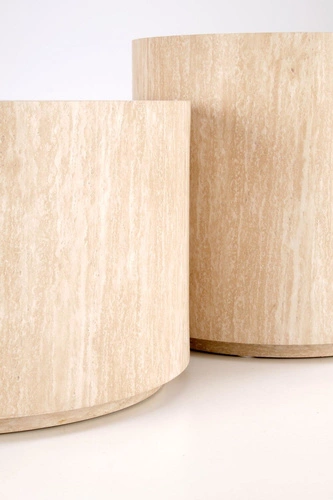 Konferenční stolek Travertino kulatý malý 45 cm moderní do obýváku v barvě travertinu Intesi