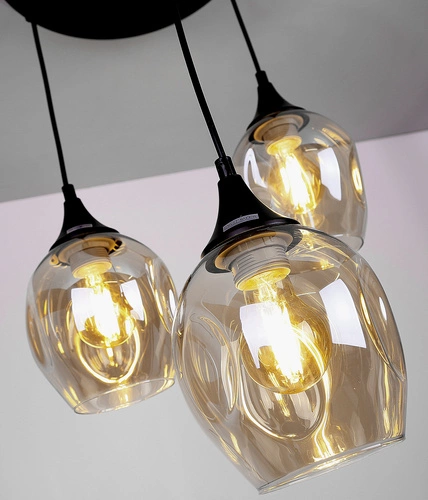 Závěsné svítidlo Aspa s černou deskou 3x40W E27 stínidlo hnědé barvy