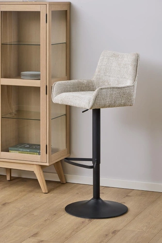 Barová židle Eddie béžová otočná s područkami výškově nastavitelná do kuchyně