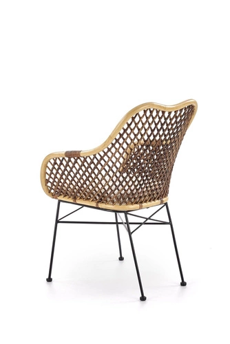 Ratanová jídelní židle Mauri boho s područkami do jídelny a obýváku hnědá Intesi