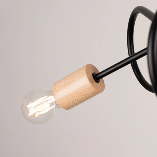 Stropní lustr do obýváku EMBER 3 černý minimalistický s dřevem 3-bodový Sollux Lighting