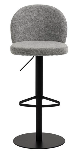 Šedá čalouněná barová židle s opěrkou, otočná a výškově nastavitelná k kuchyňskému ostrůvku Actona