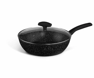 Kovaná hliníková pánev s poklicí 28 cm černá