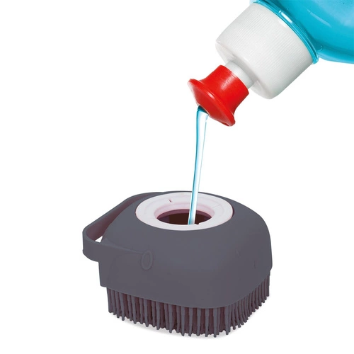 Šedý moderní kartáč na nádobí s dávkovačem na mycí prostředek Intesi do kuchyně