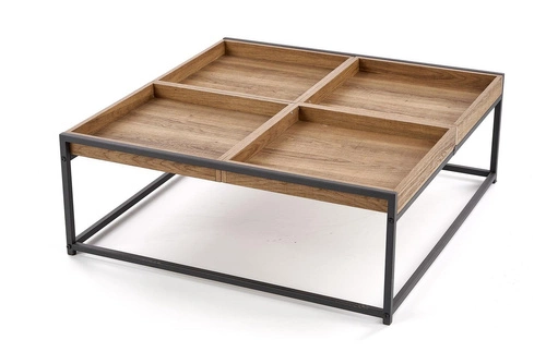 Obdélníkový konferenční stolek loftový ořech medový s úložným prostorem do obýváku Intesi