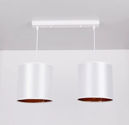 Moderní závěsné svítidlo Atlanta bílé s látkovým stínidlem do obýváku a jídelny, výškově nastavitelné