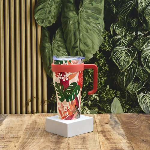 Termo hrnek Mini Miami Floral Intesi 600 ml kovový s ouškem na kávu s sebou