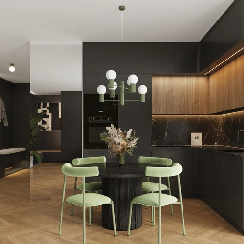 Moderní lustr HALO 6 olivový do obýváku a jídelny kovové stropní svítidlo