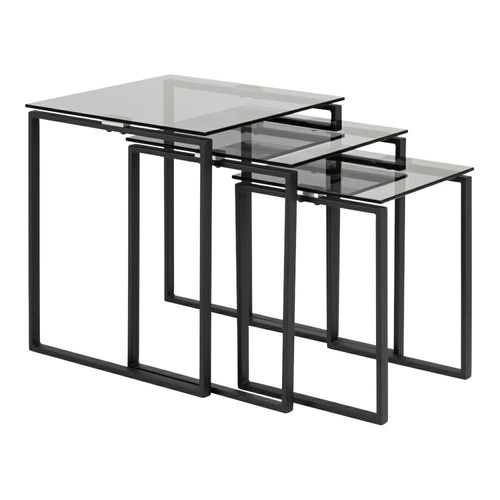 Sada tří moderních skleněných čtvercových konferenčních stolků do obýváku Actona