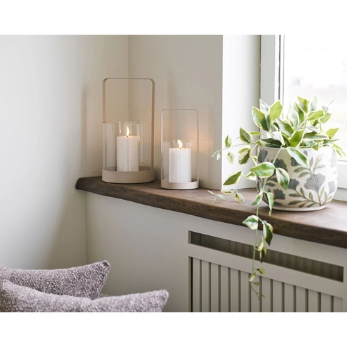 House Nordic Hurricane skleněné béžové svícny sada 2 ks dekorativní do obývacího pokoje