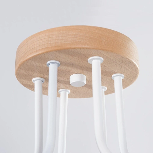 Loftový lustr TIMBO 6 bílý s dřevem moderní stropní svítidlo do obýváku