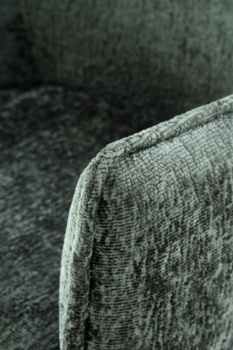 Čalouněná jídelní židle Arhiza zelená s područkami moderní na černých nohách