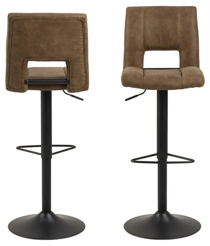 Barová židle s opěrkou Sylvia hnědá, výškově nastavitelná, otočná, moderní do kuchyně a jídelny Actona