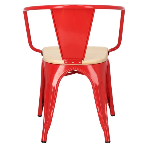 Židle Paris Arms Wood červená, sedák borovice natural