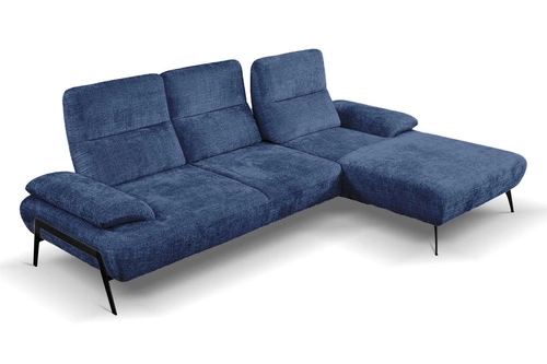 Moderní modrá rohová sedací souprava Rasmus pravá s nastavitelným opěradlem do obýváku Intesi