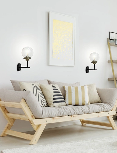 Nástěnné svítidlo Lens moderní černé sklo do obýváku a ložnice CANDELLUX