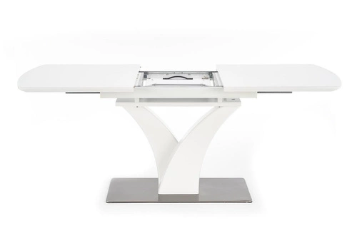 Rozkládací jídelní stůl glamour Vezyr bílý mat 140-180 cm se skleněnou deskou Intesi