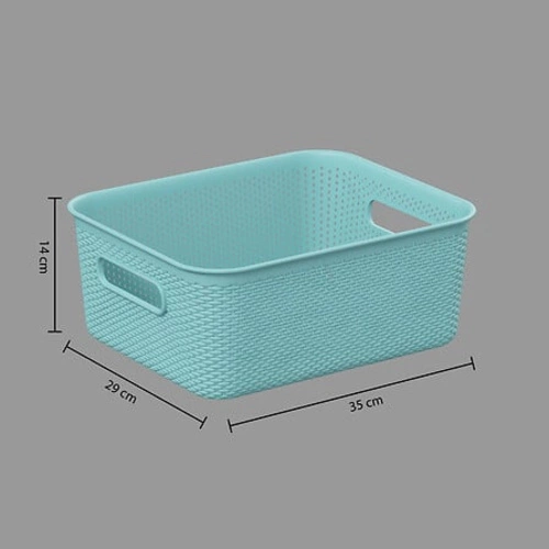 Plastový úložný koš Puntíky 11l modrý s uchyty 5five simply smart